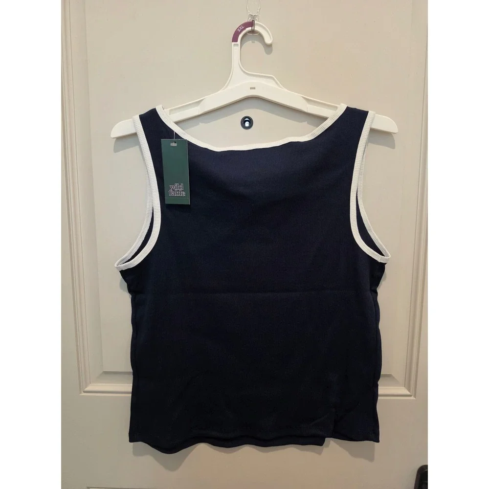 Wild Fable Womens Tank Top XXL Navy Blue New All American Sweetheart Graphic - Picture 4 of 5